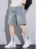 Shorts Jeans Lavados Vintage para Homens, Novo Estilo de Verão, Caimento Solto, Casual, Perna Larga Reta, Calças na Altura do Joelho