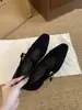 Zapatos Planos Rojos de Gamuza Plisada con Tacón Grueso para Mujer 2025 Verano Zapatos Negros para el Trabajo Punta Cuadrada Mary Jane Zapatos de Noche