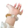 Xirui Cristal Amarelo Natural Torre Cristal Branco Cristal Branco Pulseira de Círculo Único Deus da Riqueza Minafu Cristal de Energia Pulseira Joias de Cem Torres