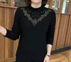 Otoño/Invierno Nuevo Elegante Cálido Versátil Cuello Redondo Una Pieza Terciopelo Engrosado Moda Caliente Pedrería Adelgazante Manga Larga 2026 Top