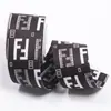 Fita com estampa de letra F dupla DIY acessórios de cabelo laço roupa sapatos chapéu presente cinto decorativo floral