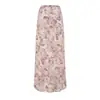 Falda Larga de Verano Nueva Moda Estilo Resort Francés Floral Ajustada al Cuerpo Falda Cola de Pescado Cintura Alta Delgado para Mujer