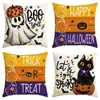 Amazon Transfronterizo Temu Popular Lino al por Mayor Funda de Almohada de Halloween Funda de Almohada Cuadrada de Felpa Funda de Almohada Cómoda