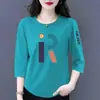 Comercio exterior transfronterizo ropa de maternidad, camiseta de manga tres cuartos para mujeres de mediana edad y mayores, top base versátil casual holgado