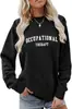 Sudadera con Cuello Redondo Estampada para Mujer Talla Europea Grande Holgada Versátil Mangas Largas Finas Carta de Suministro Transfronteriza de Amazon