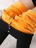 Pantalones casuales con forro polar para otoño e invierno, ropa exterior, pantalones negros cálidos tipo lápiz, leggings gruesos ajustados y adelgazantes versátiles para mujer