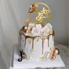 Una variedad de tarjetas de acrílico gruesas para pastel decoración de mesa de postres hermosa simple inglés feliz cumpleaños amor enchufe