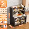Prateleira de cozinha multifuncional, aparador de múltiplos andares autônomo com portas duplas, armário de armazenamento para micro-ondas, novo modelo prático