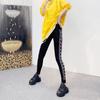 Pantalones cortos de diamantes brillantes para mujer, finos, negros, de algodón modal con diamantes, de alta calidad, elásticos, cómodos, para exteriores, leggings ajustados.