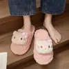 Pantufas de Algodão com Desenho de Gato Fofo para Meninas, Novo Modelo Outono/Inverno 2026, Calce Fácil Fechadas de Dedo para Conforto em Casa