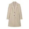 Moda Outono e Inverno Feminina Europeia e Americana Transfronteiriça Versátil Macio Ombro Acolchoado Lã Longo Casaco Trench Coat Sobretudo Outerwear
