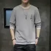 Nueva camiseta de manga larga de dos piezas falsas para hombre Primavera y Verano 2024, ropa top de moda holgada con cuello redondo para niños, camiseta interior