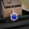 Colgante Vintage Estilo Medio Cultivo Esmeralda Diamante Torre de Azúcar Femenino Industria Pesada Diamante Completo Azul Real Color Diamante Fanta Tesoro
