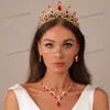 Stock Listo Vestido de Novia al por Mayor con Joyería para Novia Corona Collar Pendientes Conjunto de Dos Piezas Joyería de Aleación para Mujer Ecológico