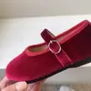 Zapatos de boda Mary Jane estilo Chanel pequeños, zapatos de terciopelo para niños, zapatos sencillos para niñas, zapatos de bebé de punta poco profunda, zapatos de abuela, zapatos Hanfu