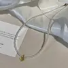 Cadena para Clavícula Elegante y Suave Collar con Perlas Corazón de Chica Versátil Gargantilla Collar Suave con Perlas Redondas Collar