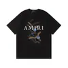Camiseta de Manga Curta para Casal Amiri Pomba da Paz Tinta Flow Grafite Lettering 230g Série Coleção Estampa Clássica do Logo
