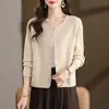 Cardigã de Malha de Primavera, Estilo Curto para Primavera e Outono, Manga Longa, Peça de Roupa Externa Elegante, Novo Estilo 2026, Suéter Estiloso, Jaqueta Feminina