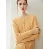 Cárdigan de cachemira para mujer, 100% cachemira pura, nuevo cuello redondo de moda versátil de un solo pecho tejido abrigo suéter cálido