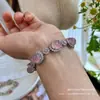 Pulsera de Calcedonia Rosa Natural Pulsera de Ágata Tendencia de Moda Celebridad de Internet Estilo Caliente Simple Favorita de la Diosa Regalo Modelo al por Mayor