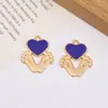 Colgante de Aleación Esmaltada con Forma de Corazón y Pie para Pareja, Accesorios Pequeños para Collar y Llavero DIY Transfronterizo