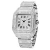 Missfox Reloj Cuadrado para Hombre de Oro Romano Europeo y Americano Estrellas del Hip Hop de Gama Alta Incrustado de Diamantes Reloj de Cuarzo de Moda