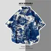 Camisa de Manga Curta Masculina Ins Retrô Solta Estampada por Toda Parte Havaiana Praia Férias Camisa Casual Versátil Floral Tendência