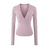 Camiseta de manga larga para mujer, puramente deseable, de chica hot, escote en V pronunciado, entallada a la cintura, nuevo estilo de otoño, elástica, ajustada, adelgazante, top interior
