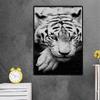 Pintura de Mosaico de Diamantes DIY para Sala de Estar y Dormitorio, Arte de Pared de Tigre Animal, Decoración de Pared de Cristal 5D Blanco y Negro