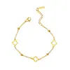 Pulseira Banho de Ouro a Vácuo de Aço Inoxidável Feminina Trevo de Quatro Folhas Aço Titânio Estilo Fino Colorfast Alto Padrão Luxo Leve Joia de Mão Transfronteiriça