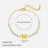 Pulseira Europeia e Americana de Ouro 18K Diamante Borboleta Trevo Aço Inoxidável Feminina Estilo Ins Simples Popular Combina com Tudo Aço Titânio