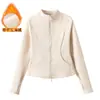 Top Deportivo con Cuello Alto y Cierre de Cremallera para Mujer, Delgado de Forro Polar Cálido para Otoño/Invierno, Chaqueta de Fitness, Adelgazante, con Agujero para el Pulgar, Ropa para Pilates y Yoga