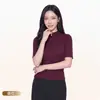 Camiseta de Manga Corta de Lana Tencel Clase A Otoño e Invierno para Mujer, Camiseta Básica de Cuello Medio Amigable con la Piel, Top Transpirable y Elegante para Mujer