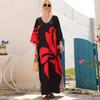 Vestido playero holgado de dos colores con estampado de murciélago y mangas abullonadas, talla grande, para vacaciones, tipo bikini, Mallo 3907