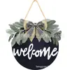 Eucalipto Flor e Grama Celebridade da Internet Acessórios Pendentes de Porta Letras de Madeira WELCOME Placas de Bem-Vindo para Casa