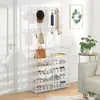 Zapatero multicapa simple con armario de almacenamiento integrado para entrada de casa y dormitorio, perchero de pie multifuncional y soporte para zapatos y sombreros