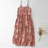 Vestido Bohemian con Estampado Rojo Estilo Festivo para Mujer 2026 Verano Nueva Moda Elegante Estilo Relajado Vestido de Tirantes