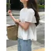 En Stock Verano Coreano Dongdaemun Ins Dulce Juvenil Encaje Cuello Alto Fruncido Holgado Babydoll Camisa Blusa