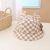 Chapéu de bacia infantil novo estilo japonês e coreano chapéu de bebê xadrez moderno com orelhas chapéu de pescador fino chapéu de sol para primavera e verão