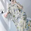 Bata de noche Laiqufeng anti-granos talla extra algodón seda, vestido morado para mujer, vestido largo casual de verano, adelgazante para mujeres de talla grande