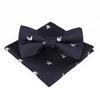 Set de Pajarita y Pañuelo de Bolsillo de Nuevo Estilo Moderno Boda Novio Padrino Moderno Traje de Hombre Cuadrado Cuadrado Boda Rayado Vintage