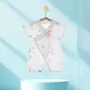 Mameluco de Bebé Verano Algodón Puro Ropa de Manga Corta para Niñas Bebés Mono Delgado Ropa Estilo Monje para Recién Nacidos Conjunto de Verano