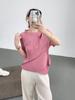 Miyake 2025 Nueva Camiseta Simple de Manga Corta con Pliegues Ajustada para Mujer Cuello Redondo Irregular Ajustada Versátil Top de Moda