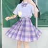 2024 nueva colección japonesa uniforme JK falda a cuadros traje de manga corta para mujer falda plisada uniforme escolar jk para estudiante venta al por mayor generación