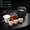 Estilo Tendencia Nacional Flor de Peonía Color Portátil Viaje Juego de Té, Horno Ding Rosa Taza de Té Rápida para Damas, Camping al Aire Libre Juego de Té Seco