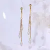 Brincos de Pérola Estilo Chinês Dourados de Alta Qualidade Outono e Inverno Brincos Longos Brincos de Franja Luxo Leve Brincos Elegantes para Mulheres