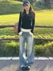 Camiseta Falsa de Duas Peças com Mangas Longas para Mulheres Outono e Inverno Camisa Base Interna Design Slim Fit Emagrecedor Top Chic de Nicho