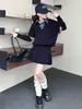 Conjunto de Dos Piezas de Punto Estilo Academia para Niñas 2026 Nuevas Llegadas de Otoño Tallas Mediana y Grande para Niños Cardigan Falso de Dos Piezas Falda Plisada Ropa de Otoño para Niños