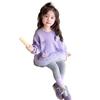 Conjunto Estilo Western para Bebê Menina, Pequena Princesa, Moletom com Recorte de Tule Roxo, Leggings de Outono de Comprimento Médio, Conjunto de Duas Peças para Meninas