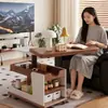 Mesa Lateral de Gabinete para Sofá de Sala de Estar en Casa, Carrito Móvil Plegable de Altura Ajustable, Mesa de Café para Balcón de Apartamento Pequeño, Modelo Nuevo 2026